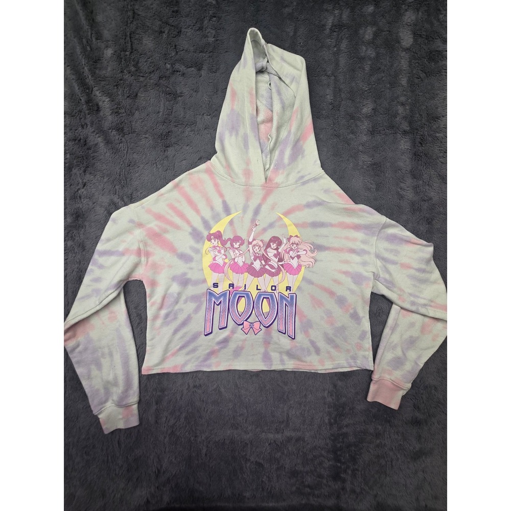 Sailor Moon Tie Dye Cropped Hoodie Pastel‎ Graphic Pullover Anime Large LG